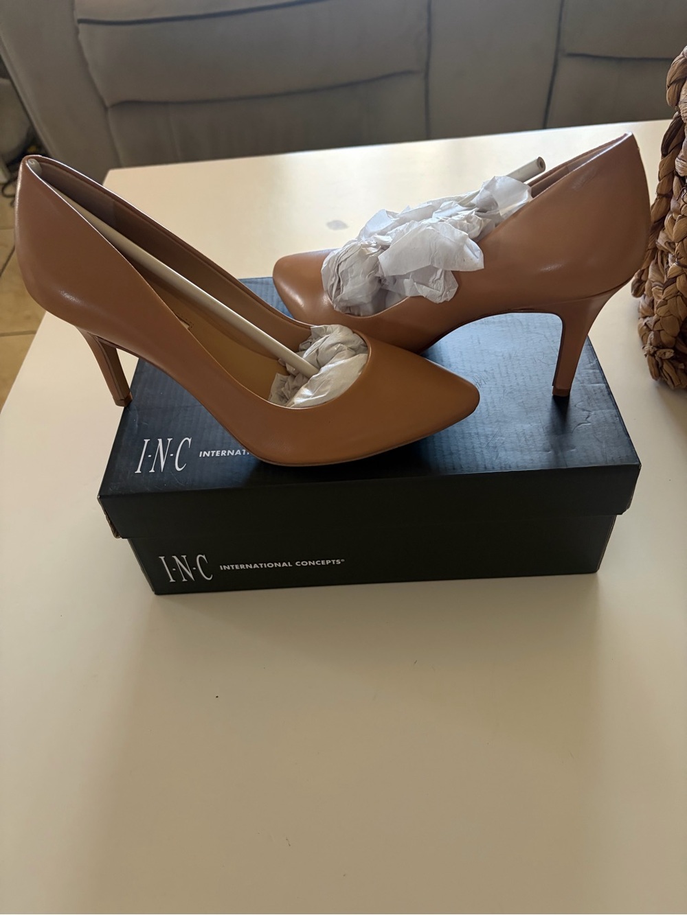 INC International Concepts Tan Pointed Toe Stiletto Pumps